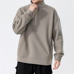 Men's Sweaters Autumn High Collar Zipper Long Sleeve Solid Colour Pullover Loose And Casual POLO Shirt Coat Zip Up Hoodie M-3XL