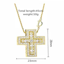 Slovehoony 925 Sterling Silver Italy Luxulry Double Cross Move D Letter Chain Belle Epoque Zircon Pendant Necklace Jewelry