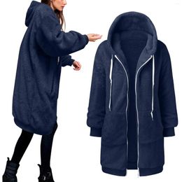 Women's Jackets Plus Size 5XL Women Fleece Hooded Coat Jacket Fashion Faux Fur Zip Up Outwear Warm Thick Plush Winter Female Hoodie