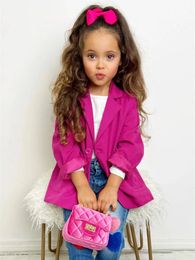 Down Coat 2023 Autumn Winter Bossgirl Blazer Jacket Pink Baby Girls Clothes Toddler Outwear Airy style Y2K Egirl Jackets 1 8Y 231016