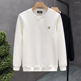 Men's Hoodies Autumn Sweatshirt Korean Casual White Long Sleeved T-shirt High Street Harajuku Men Clothing 3D Stripe O-Neck Top 2023