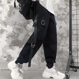 Men's Pants Cargo Chains Pocket Punk Black Sweatpants Gothic Harajuku Jogger Trousers Women Clothing Hip-Hop Streetwear