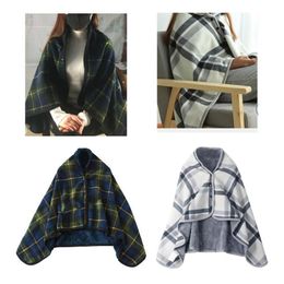 Scarves Wheelchair Blanket Thickening Shawl Cloak Women Wrap Cape Sweater Plush Thick Fleece Button334K