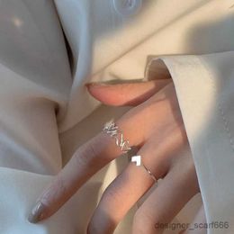 Wedding Rings Silver Colour Couple Rings Set Heart Shaped Women's Open Ring Fashion Love Jewellery for Women Girls Gift Ring R231016