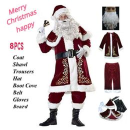 Christmas Santa Claus Costume Christmas 8pcs Sets Cosplay Costume Lady 3pcs Set Costume Suit Adult Identity Play Christmas Party