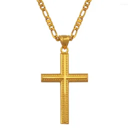 Pendant Necklaces Anniyo Women Cross Gold Colour Charms Necklace For Men Fashion Christian Jewellery Factory Wholesale Crucifix God #066102