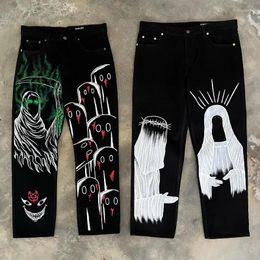 Men's Jeans Y2K Harajuku Clothing Vintage Print Hip Hop Trend American Black Men Women Street 2023 Gothic Casual Baggy