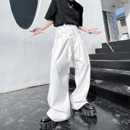 Men's Pants Spring High Thin Men Women Drapey Pocket Streamers Pleats Casual Handsome Loose Wide-leg Long Trousers Male Clothes