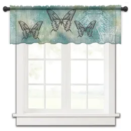 Curtain Butterfly Dot Gradient Wings Small Window Valance Sheer Short Bedroom Home Decor Voile Drapes