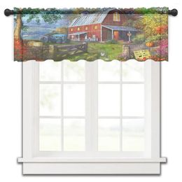 Curtain Farm Barn Woods Chicken Short Sheer Window Tulle Curtains For Kitchen Bedroom Home Decor Small Voile Drapes