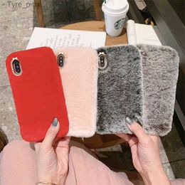 Cell Phone Cases The new iPhone 14 plush phone case is suitable for Apple 13/12 Promax/11 solid color thermal protection caseL2310/16