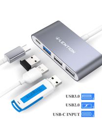 LENTION 4-in-1 USB-C Hub with Type C, USB 3.0, USB 2.0 Compatible 2023-2016 MacBook Pro 13/14/15/16, New Mac Air/Surface, ChromeBook, Multiport Charging & Connecting Adapter