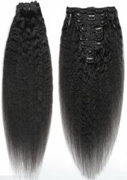 clip non trattata per capelli lisci afro crespi nelle estensioni dei capelli 120 grammi capelli umani mongoli clip nere naturali remy afro-americane3054221