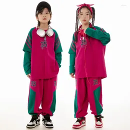 Stage Wear Children Dance Clothes Hip Hop Loose Tops Pants Long Sleeves Boys Casual Girls Jazz Practise Performance Clothing BL11806