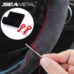 Steering Wheel Covers Premium Fur Steering Wheel Cover Universal Car Steering Wheel Braid Cover with Needles and Thread Anti Slip Interior Protector Q231016