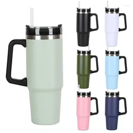 Water Bottles Tumbler With Handle 30oz Stainless Steel Lid And Straw Vacuum Mug Keep Cold Leak Proof For Car
