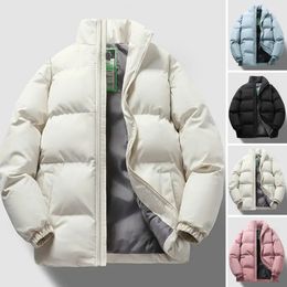 Mens Down Parkas Unisex Winter Cotton Coat Thick Padded Stand Collar Zipper Long Sleeve Solid Color Couple Jacket Outerwear 231016