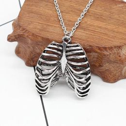 Chains Vinage Rib Skeleton Necklace For Men Women Punk Retro Cage Anatomy Pendant Choker DIY Jewellery Gift Cool Thing Gothic Decor