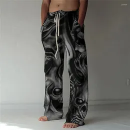 Men's Pants Young Fashion Anime Print Pattern Street Style Trousers Elastic Loose Skateboard Men S-3XL