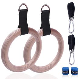 Gymnastic Rings 1 Pair Pull Up Handles Gymnastics Rings with Hanging Straps Carabiner For Home Gym Strength Training Full Body Workout Crossfit 231012