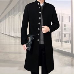 Men's Wool Blends Arrival Male Korean Style Long Knee Extension Stand Collar Men Coat Jacket Super Large Boy Clothes Winter Warm Size M-4XL 231016