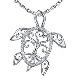 Collana in argento sterling 925 con tartaruga marina Albero della vita Ciondolo tartaruga Vacanza al mare Festa della mamma Gioielli Regalo per la mamma Ocean269F