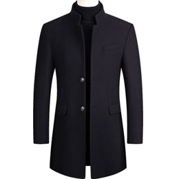 2023Winter Jackets Men Wool Blends Coats Solid High Quality Streetwear Thicken Business Woollen Coat Men's Clothing Outerwear