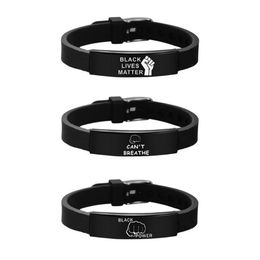 Fashion Black Lives Matter Adjustable I CAN'T BREATHE Silicone Wrist Band Bracelet Cuff Wristband Rubber Bracelet Unisex Jewe313p