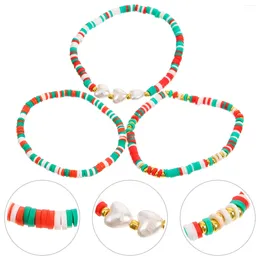 Pendant Necklaces 3 Pcs Bead Bracelet Christmas Girls Beaded Wristlet Charm Bracelets Women Fashion Beads Bulk