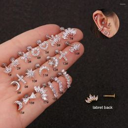 Stud Earrings Creative Crown Stainless Steel Flat Bottom Lip Hole Fashion Jewellery Women's Body Piercing Accessories Waterproof