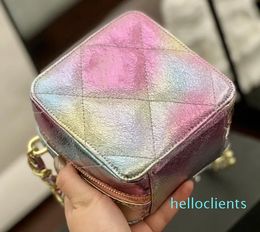 Laser Colourful Classic Box Sqaure Bags Dazzling Colour Mini Vanity Quilted Matelasse Chain Crossbody Shoulder Luxury Designer Tiny Cosmetic Handbags