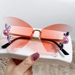 Sunglasses Rimless Butterfly Shape Fashion Irregular Streetwear Shades Po Prop Party Supplies