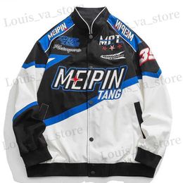 Men's Jackets Racing Suit Men's Biker Jacket 2023 Y2k Autumn Windbreaker Embroidery Coat Hip-Hop Streetwear Vintage Patchwork Bomber Jacket T231016