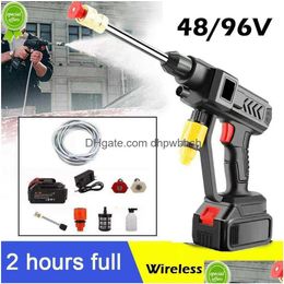 60Bar High Pressure Car Washer Water Gun 300W Portable Cordless Washing Hine Cleaner Adjustable Nozzle Drop Delivery