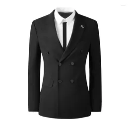 Men's Suits Minglu Black Blazer Men Luxury Double Breasted Flower Metal Brooch Male Fashion Slim Fit Party Man Plus Size 5xl