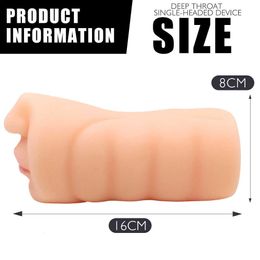 sex massagerFanle Men's Double Head Double Color Double Caves Mouth Tongue Teeth Vaginal Naming Device Aircraft Cup Sexual Products Masturbation Equipment
