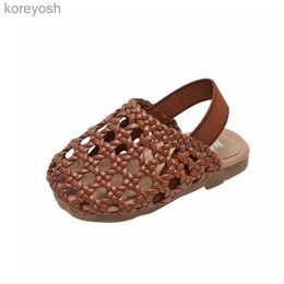 First Walkers 11.5-15.5cm Brand Weave Toddler Sandals Solid Beige Brown Hollow Baby Beach Sandals 0-3Years Old Kids Summer Shoes Infant WalkerL231016