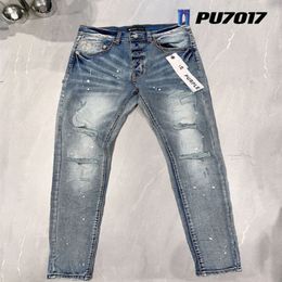 Stretch Design Denim Jeans Biker Fit For Mens Slim Painted Patch Trim Leg Cowboy Pants Male-168