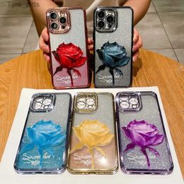 Cell Phone Cases Electroplated Tpu Oil Painting Rose Flower Soft Shell Suitable For Apple 15promax14plus13pro12 11 Mobile Phone CaseL2310/16