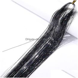 Hair Accessories 90Cm Length Sparkle Shiny Tinsel Rainbow Silk Hairs Extensions Dazzles Women Hippie For Braiding Headdress7745093 D Dhd0F