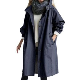 Giubbotti Donna 2024 Moda Trench Coat Coreano Trendy Casual Con cappuccio Cappotto medio lungo Antivento Primavera Autunno Fe Cappotto Outwear 2IXDN