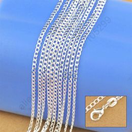 S925 Sterling Silver Plated Necklace Genuine Chain Solid Jewellery for women 16-30 inches Fashion Curbwith Lobster Clasps Shipp202n