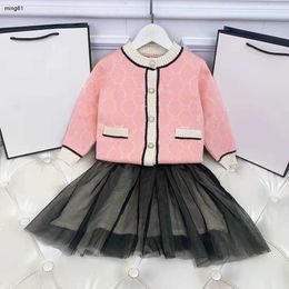 brand Children clothing sets girls knitted cardigan and no-sleeved skirts baby suits skin-friendly comfortable kids clothes