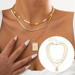 Pendant Necklaces Alphabet Letter Clavicle Chain Multi-Layered Necklace Women Golden Accessories Set Trendy Collares