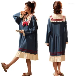 Women's Sleepwear Nightdress Cotton Spring Autumn Lapel Lovely Long Sleeve Home Wear