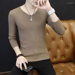 Men's Sweaters Knitted For Men Pullovers V Neck Plain Smooth Man Clothes Green Solid Colour Fashion 2023 Korean Autumn Warm Order Ugly