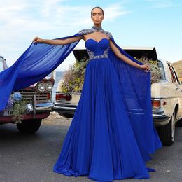 Blue Beaded Prom Dresses A Line Sequined Evening Gowns With Wrap Sweetheart Neckline Pleated Special Occasion Formal Wear