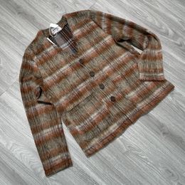 Brown Mohair Cardigan Wool Blend Sweater Casual Autumn Winter V Neck Fur Coat Oversize Sweater For Men