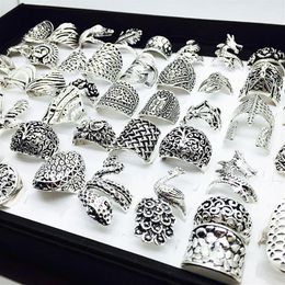 Whole 50pcs Mix Styles Beautiful Silver Vintage Jewellery Rings for Women Party Gifts Unique Brand New222x