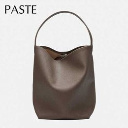 Luxury 100% Soft Ladies Real Leather Handbags Shoulder Bags Women Female Big Bucket Natural Cow Tote Hand Grey